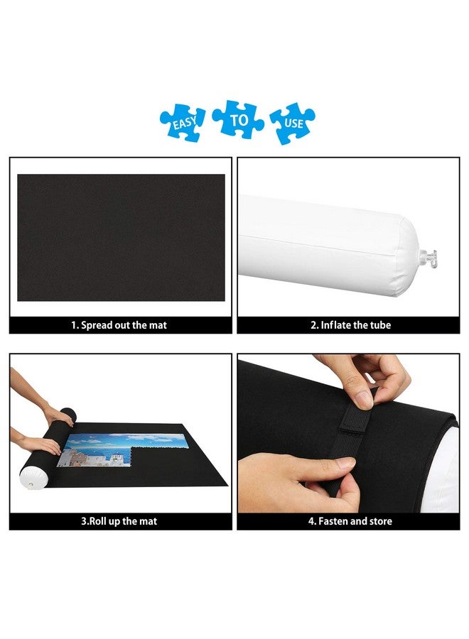 لا في فير سجادة أحجية الصور المقطوعة، موفر لتخزين الألغاز، حصيرة سوداء اللون، حزمة صندوق طويل، لا تجاعيد مطوية، سجادة أحجية تصل إلى 1500 قطعة تأتي مع حقيبة تصميم بفتحة برباط - Image 4