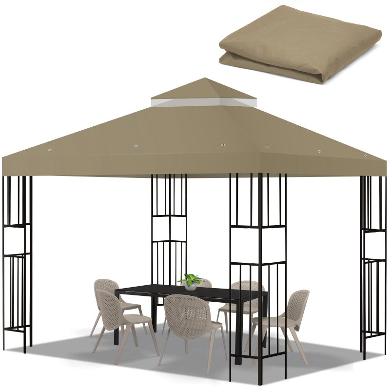 Flagly 10x10 FT Gazebo Replacement Top, Canopy Replacement Cover Double Tiered for Outdoor BBQ Roof Cover Grill Shelter - Image 1