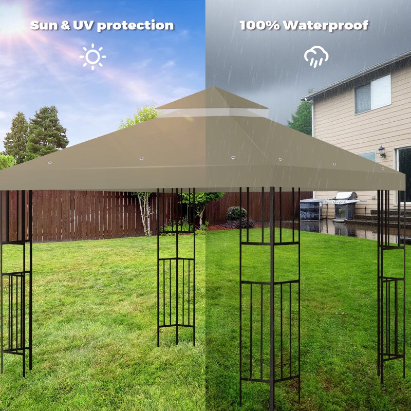 Flagly 10x10 FT Gazebo Replacement Top, Canopy Replacement Cover Double Tiered for Outdoor BBQ Roof Cover Grill Shelter - Image 4