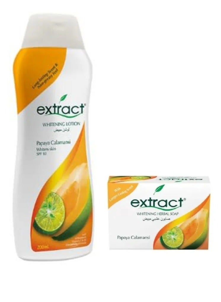 اكستراكت لوشن التبييض بخلاصة البابايا كالامانسي بمعامل حماية 10 - / 200 مل & صابون التبييض العشبي بخلاصة البابايا - Image 1