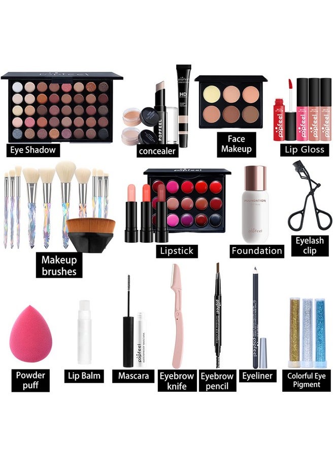 Pure Vie - Allinone Holiday Gift Surprise Makeup Set Essential Starter Bundle Include Eyeshadow Palette Lipstick Concealer Blush Mascara Eyeliner Face Powder Lipgloss Brush Full Makeup Kit For Women - Image 1