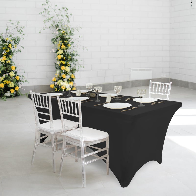 Utopia Kitchen 6FT Spandex Tablecloth [2 Pack, Black] 200 GSM Stretch, Fitted, Washable and Wrinkle Resistant Table Cloth Rectangle Cover for Trade Shows, Wedding, Parties [72Lx30Wx30H Inch] - Image 5