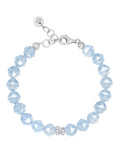 AWNL Women's Bracelet with Brazilian Aquamarine Gemstone, Rosa Roxburghii Silver Gift for Wife Girlfriend Mother  - Image 4