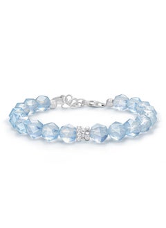 AWNL Women's Bracelet with Brazilian Aquamarine Gemstone, Rosa Roxburghii Silver Gift for Wife Girlfriend Mother  - Image 3