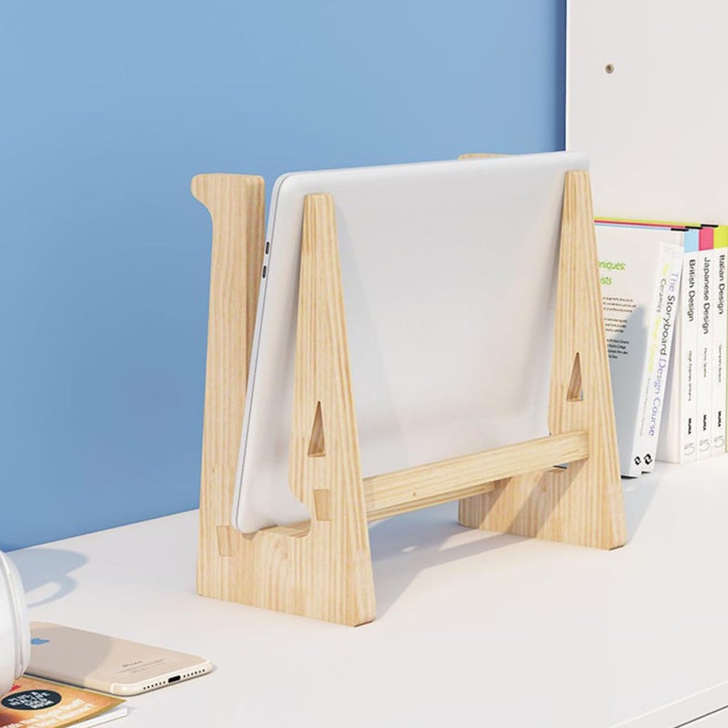 Wooden Laptop Stand with Cooling Vent Ergonomic Height Adjustable Rack for Home Office - Image 5