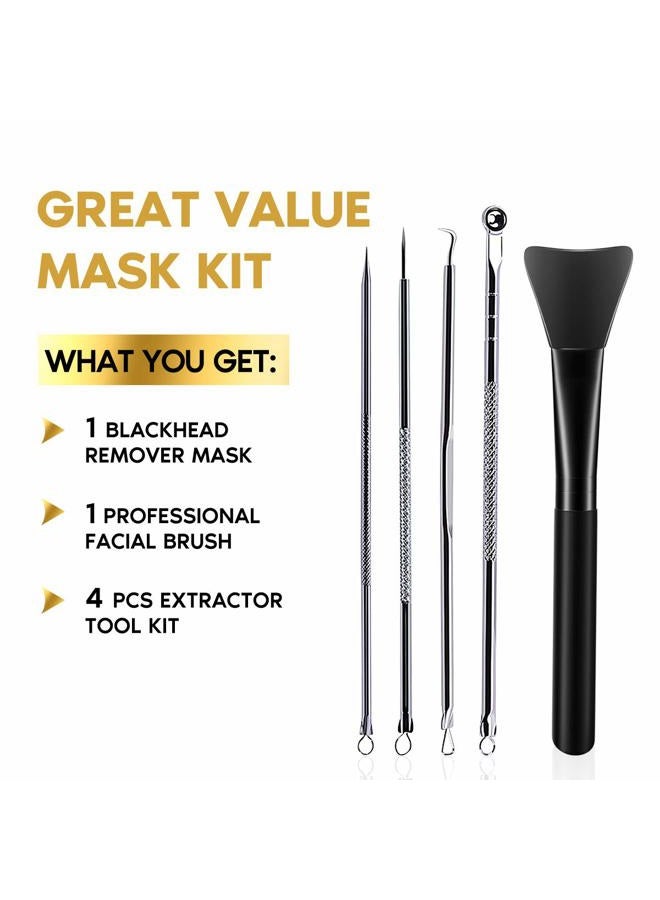 YLNALO Blackhead Remover Mask Kit, Charcoal Peel Off Facial Mask with Brush and Pimple Extractors, Deep Cleansing for Face Nose Blackhead Pores Acne, For All Skin Types (3.5 Fl.oz) - Image 5