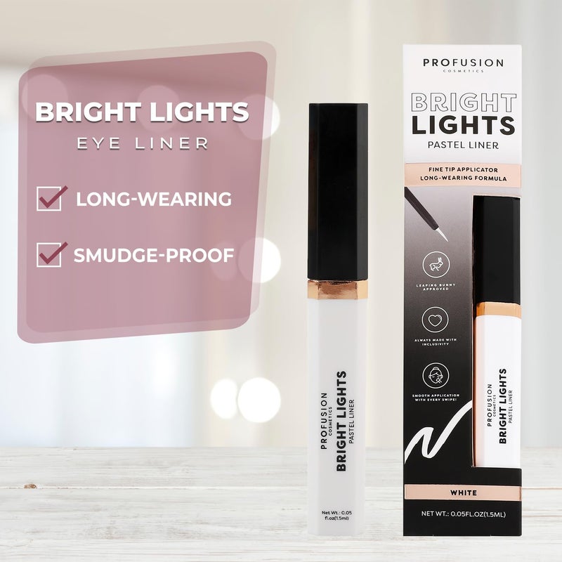 Profusion Cosmetics Bright Lights UV Neon & Pastel Eyeliner â€“ Smudge-Proof, Long-Wearing Eye Liner with Precise Retractable Tip, Waterproof & Budge-Proof Makeup for Brown Eyes (White) - Image 5