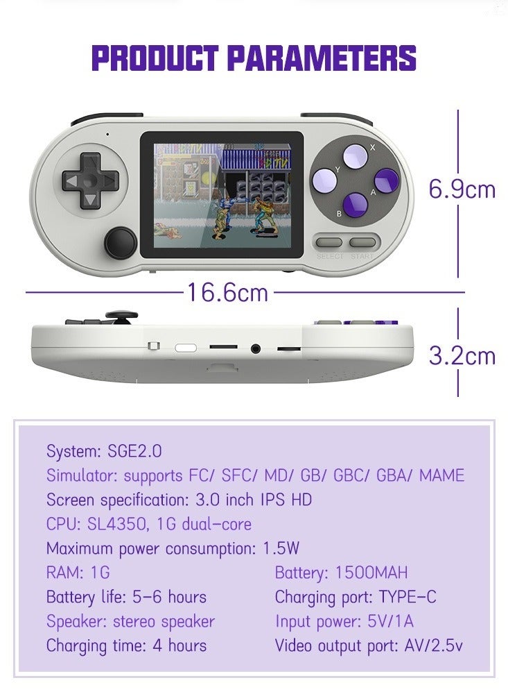 Wireless handheld game console with 7 emulators, 6000 games and 3-inch screen - Image 2