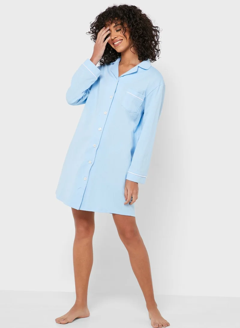 Ginger Button Through Shirt Nightdress