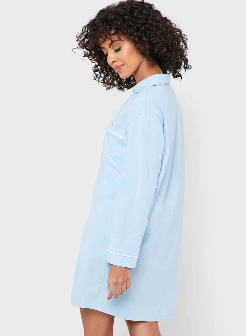 Ginger Button Through Shirt Nightdress