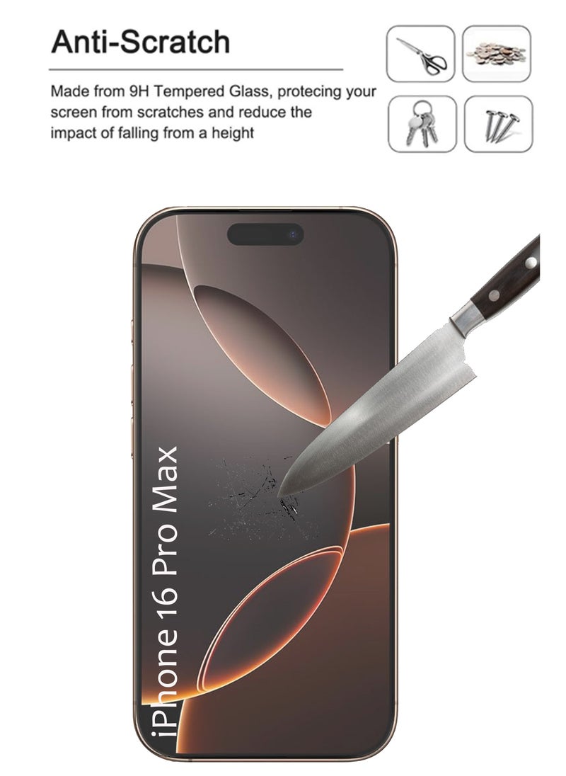 iPhone 16 Pro Max - Tempered Glass Screen Protector - Delicate Touch , Higher Transparency , Easy to Install ,Anti-scratch and Bubble-free Screen Protector - Clear