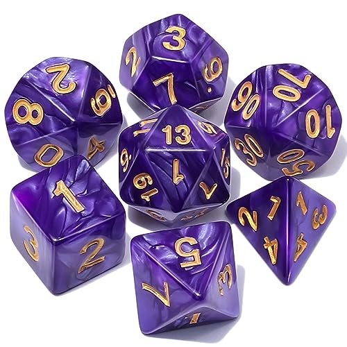 CiaraQ DND Polyhedral Dice Set with Dice Bag for Dungeons and Dragons RPG MTG Role Playing Table Games Purple - Image 1