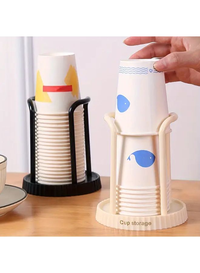 Beige Disposable Cup Dispenser Easy Access for Home Office and Cafe Countertops - Image 1