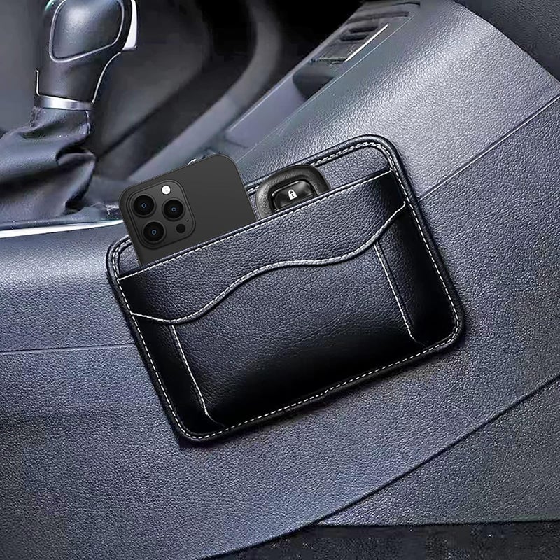 SUJADE YAKEFLY Car Seat Side Pocket Organizer,PU Leather Storage Pocket Pouch Cell Phone Sunglasses Holder,Car Seat Storage Gap Filler,Mini Storage Bag Interior Accessories Organizer - Image 1