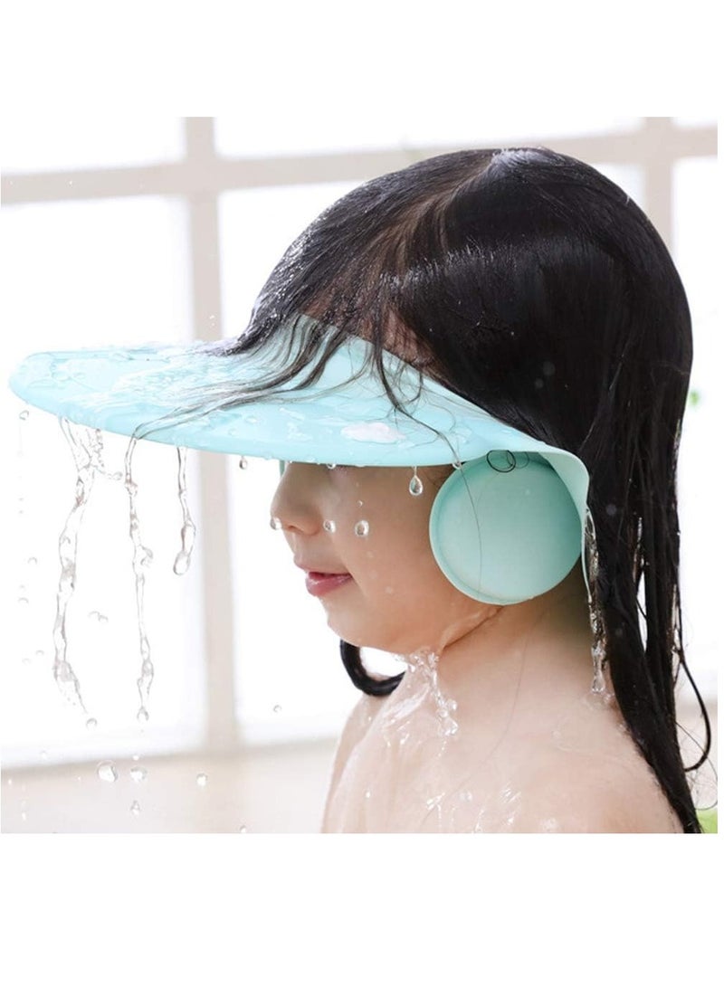 Baby Shower Cap Bath wash Shampoo Shield Hat Adjustable Toddler Head Hair Rinser Visor Prevent Water from Entering Eyes and Ears Protection Children and Kids (Blue) - Image 2