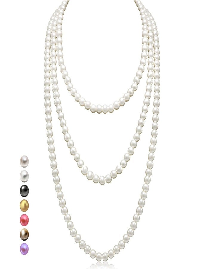 HALUKAKAH 1920s Long Pearl Necklace for Women - Exquisite Natural Cultured Pearls - Luxurious 8mm Strand with Timeless Elegance - Creamy White Length 150cm - Perfect for Special Occasions - Image 1