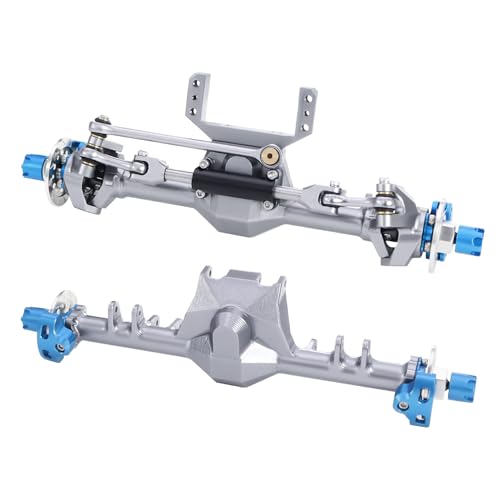 FACCNOY 9mm 124 Aluminum Front Rear Straight Axle with Hydraulic Steering Link for RC Crawler SCX24 Deadbolt 90081 C10 Jeep Gladiator Titanium - Image 1