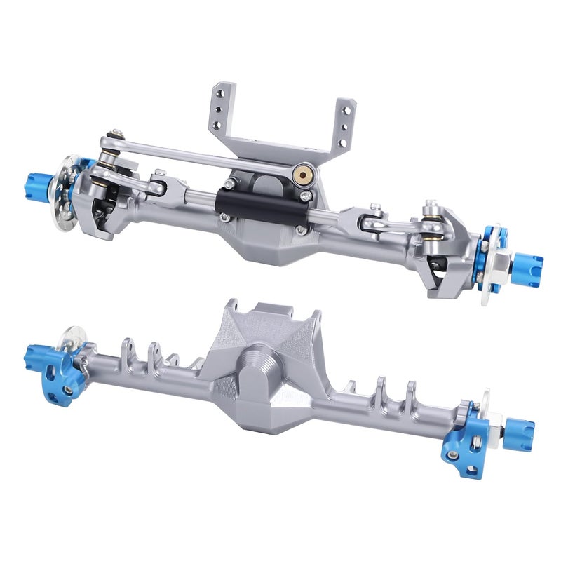 FACCNOY 9mm 124 Aluminum Front Rear Straight Axle with Hydraulic Steering Link for RC Crawler SCX24 Deadbolt 90081 C10 Jeep Gladiator Titanium - Image 3