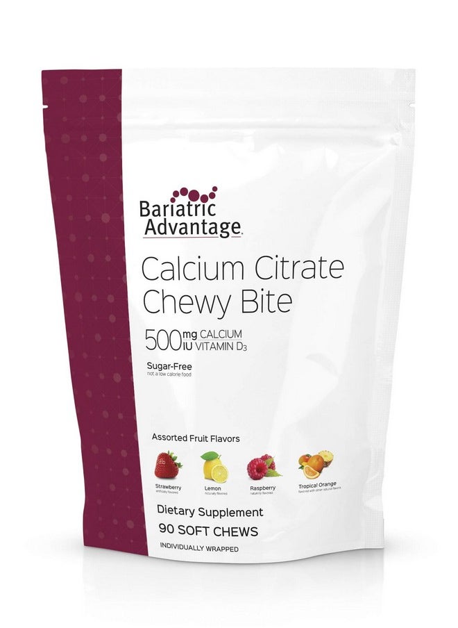 Bariatric Advantage - Calcium Citrate Chewy Bites 500Mg With Vitamin D3 For Bariatric Surgery Patients Including Gastric Bypass And Sleeve Gastrectomy Sugar Free Assorted Fruit Flavor 90 Count - Image 1