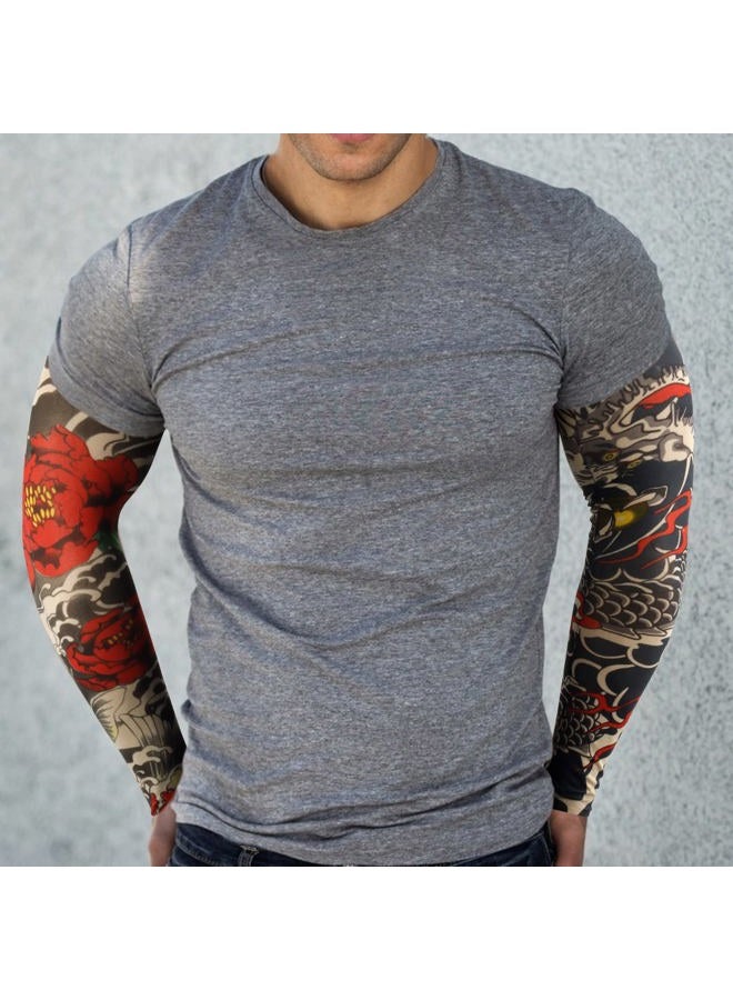 YARIEW Tattoo Sleeves for Men, 12pc Arm Sleeves Fake Tattoos to Cover Arms, Cooling Sun Protection, Color 2, 15.4*3.5 inch - Image 5