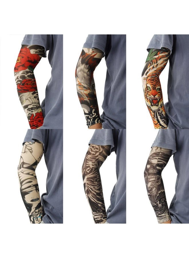 YARIEW Tattoo Sleeves for Men, 12pc Arm Sleeves Fake Tattoos to Cover Arms, Cooling Sun Protection, Color 2, 15.4*3.5 inch - Image 3