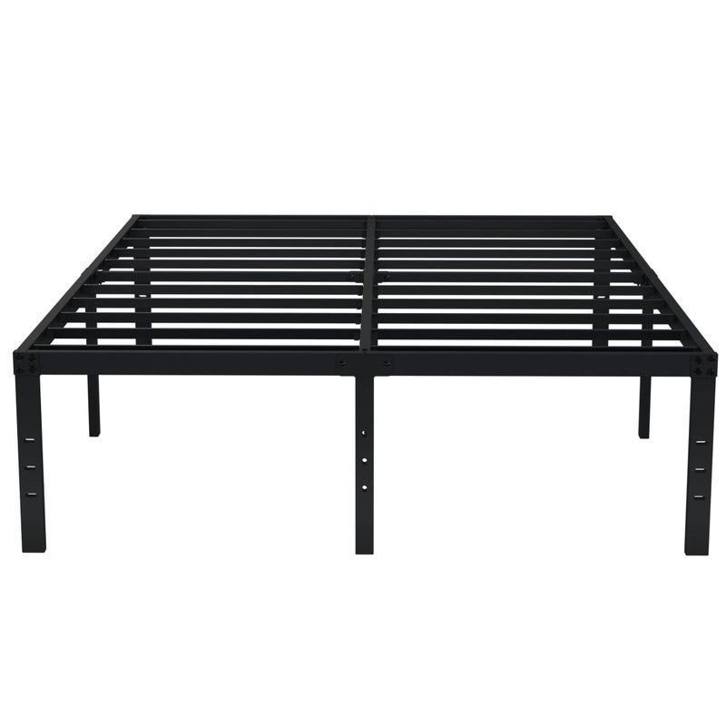 EMODA Queen Bed Frame No Box Spring Needed 18 Inch Heavy Duty Metal Tall Platform Bed Frame Queen Size with Large Storage Space Easy Assembly Black