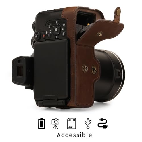 MegaGear Faux Leather Case Compatible with Nikon Coolpix P950 - Dark Brown (MG1879) - Image 4