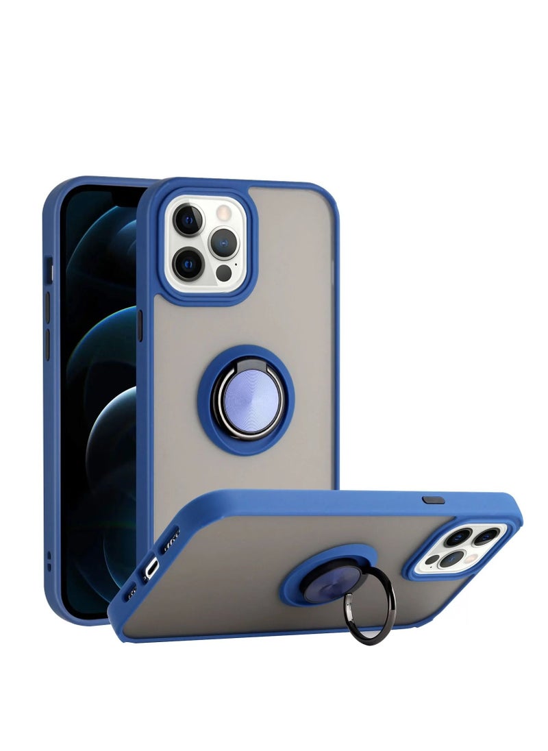 Generic - Case for Apple iPhone 13 Pro Max Bi-material Metal Ring Support - blue - Image 1