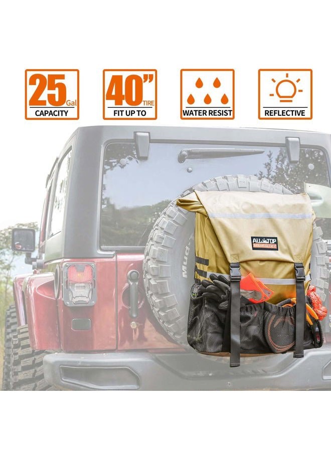 ALL-TOP Spare Tire Trash Bag, Heavy Duty Truck Tailgate Trash Bag, Cargo Storage Bag for Jeep, Truck, SUV or Car, Fit up to 40'' Tire (Gobi Tan) - Image 2