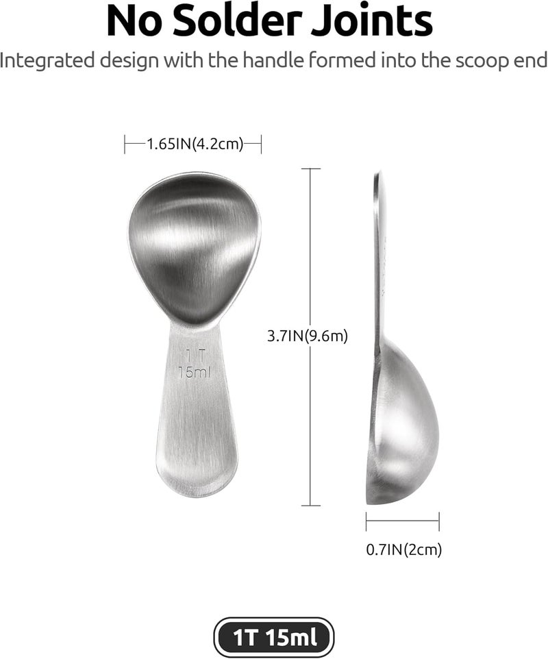 U-Taste 18/8 Stainless Steel Coffee Scoop: 1 Tablespoon Metal Measuring Spoon, Short Handled Measure Scooper for Ground Coffee, Bean, Espresso, Powder, for Canister (Silver, 1Tbsp/15ml) - Image 2