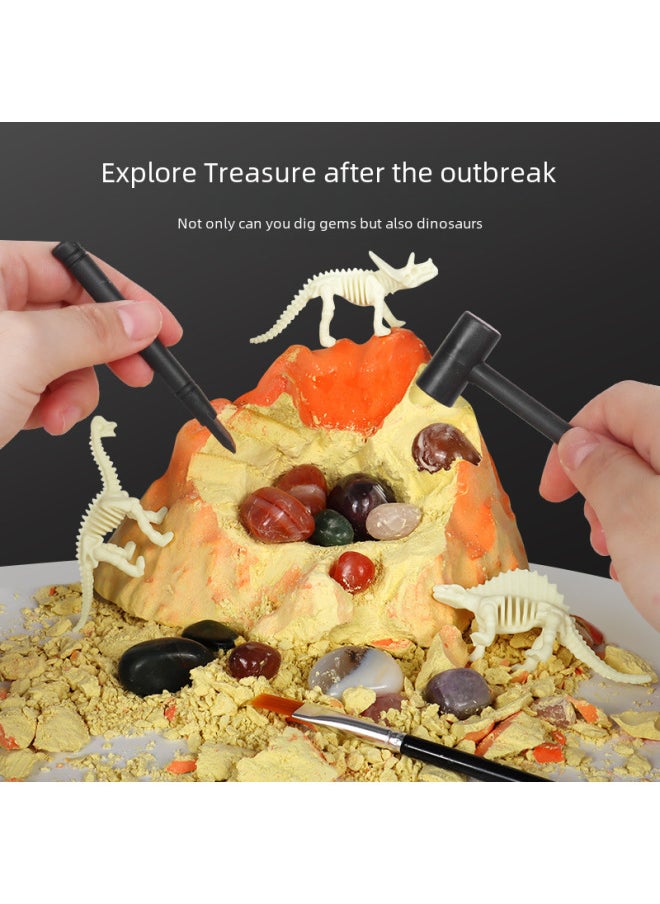 Children's Archaeology Digging Dinosaur Fossil Habitat Volcanic Eruption Science Experiment DIY Set Science And Education Toys-Color:Archaeological Amber Elves Random A +3 Gems