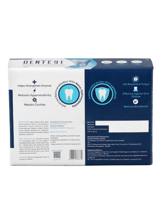 DENTE91 - Enamel Pro Toothpaste| Sensitivity Relief | Repairs Cavities | Fights Gum Disease | Reduces Bad Breath | Strengthens Enamel | Sls Free | Fluoride Free | Paraben Free | Pack Of 2, 2 X 100G - Image 1