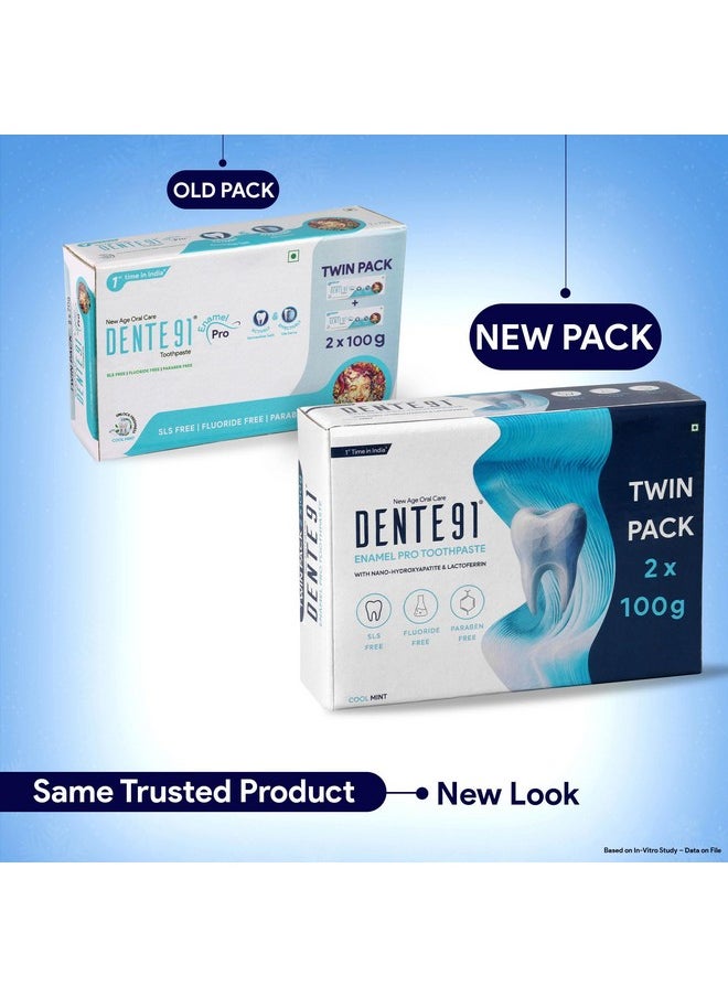 DENTE91 - Enamel Pro Toothpaste| Sensitivity Relief | Repairs Cavities | Fights Gum Disease | Reduces Bad Breath | Strengthens Enamel | Sls Free | Fluoride Free | Paraben Free | Pack Of 2, 2 X 100G - Image 1