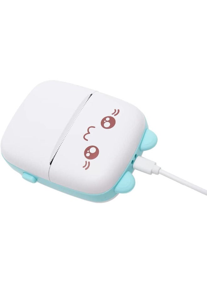 SHOPI Mini Portable Thermal Printer with 1 Roll Paper Blue/White - Image 4