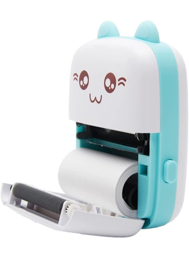 SHOPI Mini Portable Thermal Printer with 1 Roll Paper Blue/White - Image 2