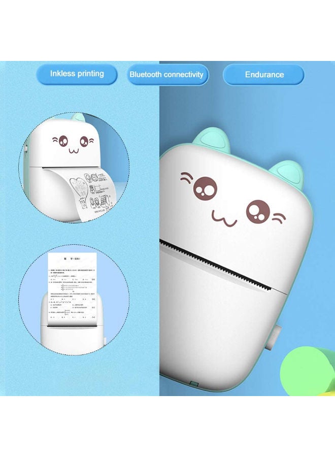 SHOPI Mini Portable Thermal Printer with 1 Roll Paper Blue/White - Image 3