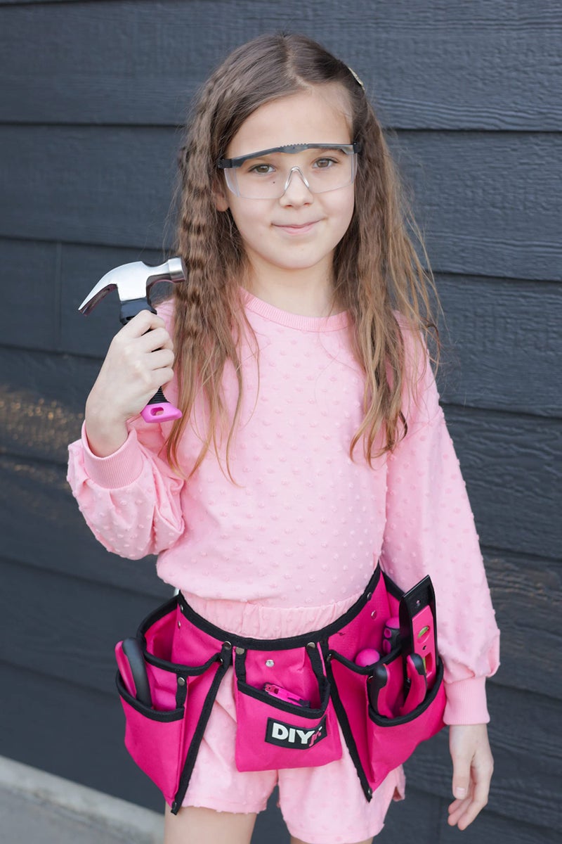 DIY jr My First Tool Set - PINK by DIY Jr. - Real Tool Set for Kids Pink Tools for Girls Toolbelt Child-sized Tools Complete Tool Set for Girls Tools for Small Hands - Image 2