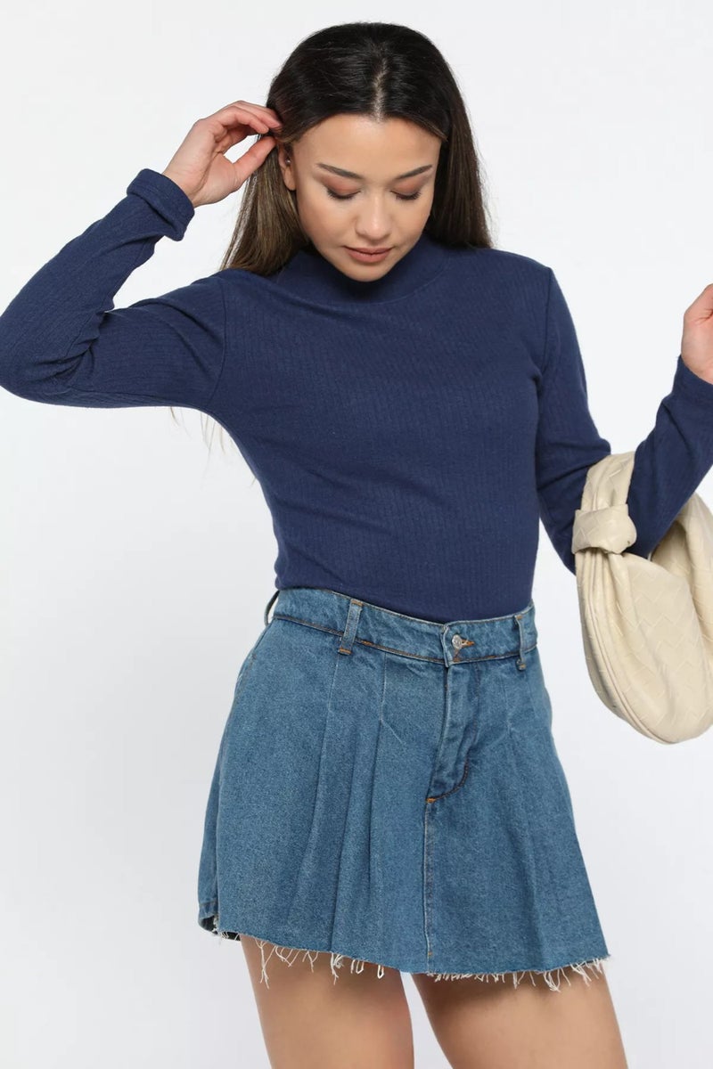 Gülseli Half Turtleneck Ribbed Body Blouse - Image 3