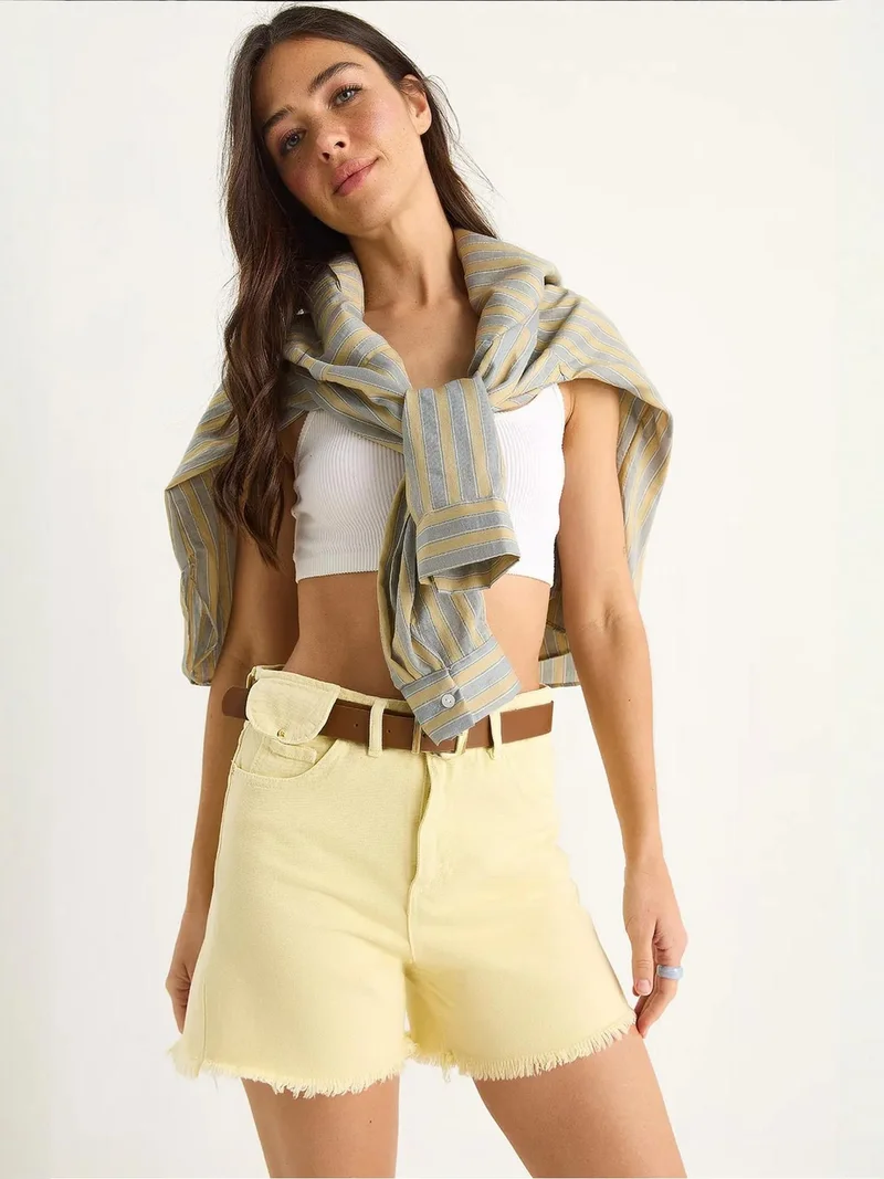 LUCCI Belted Denim Shorts