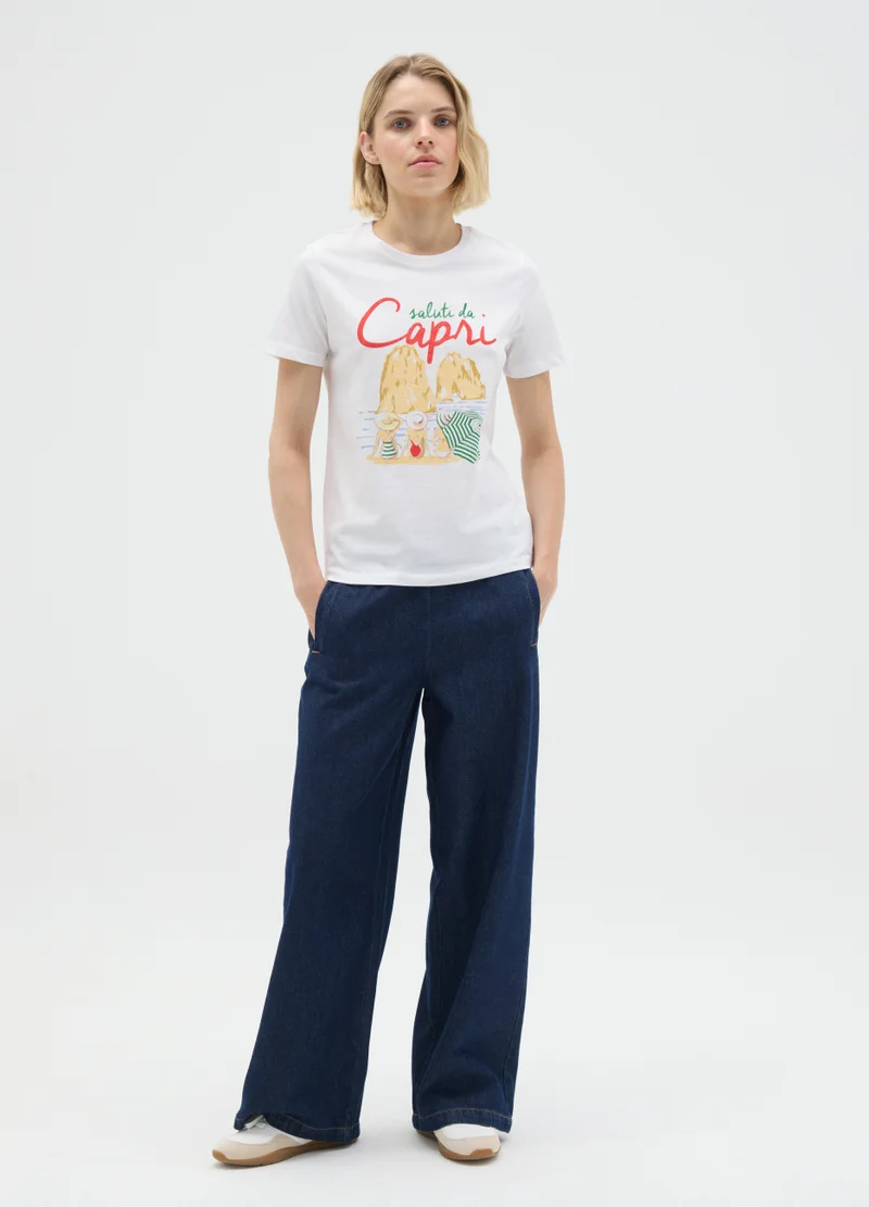 Ovs WHITE REGULAR FIT PURE COTTON T-SHIRT