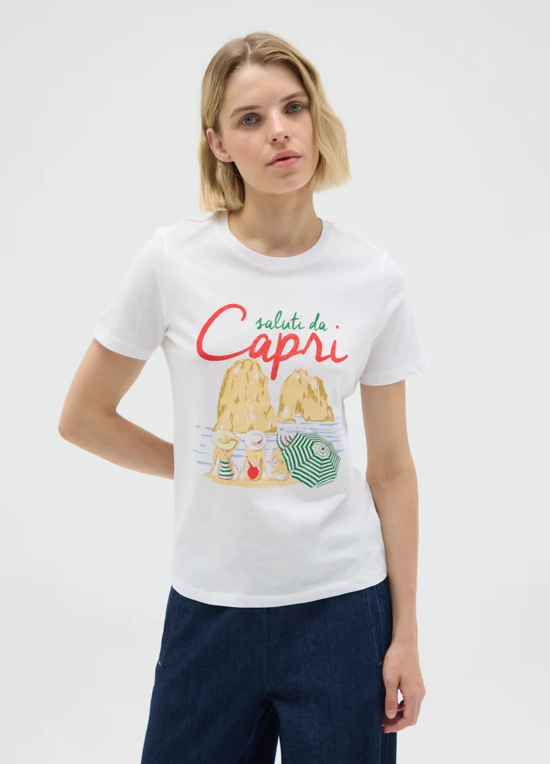 Ovs WHITE REGULAR FIT PURE COTTON T-SHIRT