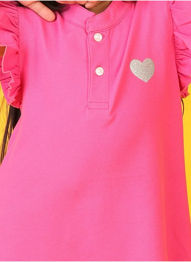 Anthrilo Anthrilo Glitter Heart Detail Flutter Sleeves Dress