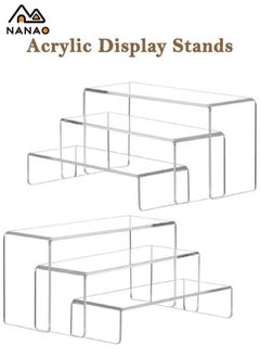 NANAO 6 pcs Clear Acrylic Showcase Display Risers Dessert and Cupcake Stand Risers for party event shoe Riser Display Organizer Cosmetics Display Riser  - Image 1