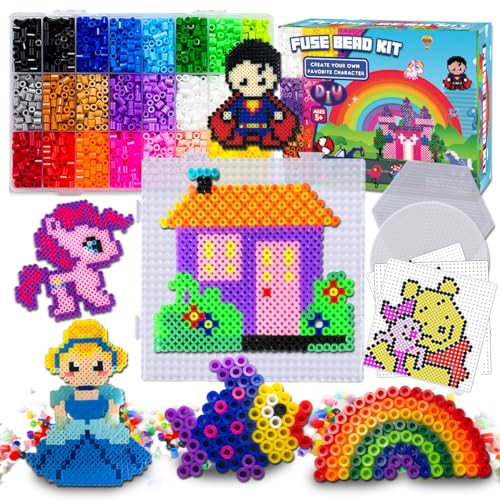 FUNZBO 5500 5mm Fuse Beads Kit - 24 Colors | 111 Patterns, Arts and Crafts for Girls and Boys, Kids Toys Set, Gifts for Kids, Teens and Adults Age 5+ Years Old - Image 1