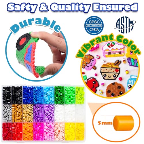 FUNZBO 5500 5mm Fuse Beads Kit - 24 Colors | 111 Patterns, Arts and Crafts for Girls and Boys, Kids Toys Set, Gifts for Kids, Teens and Adults Age 5+ Years Old - Image 3