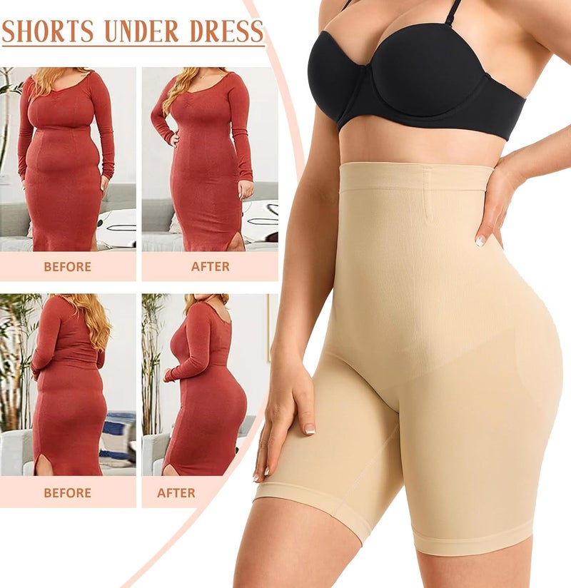 HSR Tummy Control Shapewear for Women Butt Lifting Shapewear High Waist Body Shaper Shorts Seamless Thigh Slimmer (Fits Waist : 30 to 39 Inch) Skin - Image 4