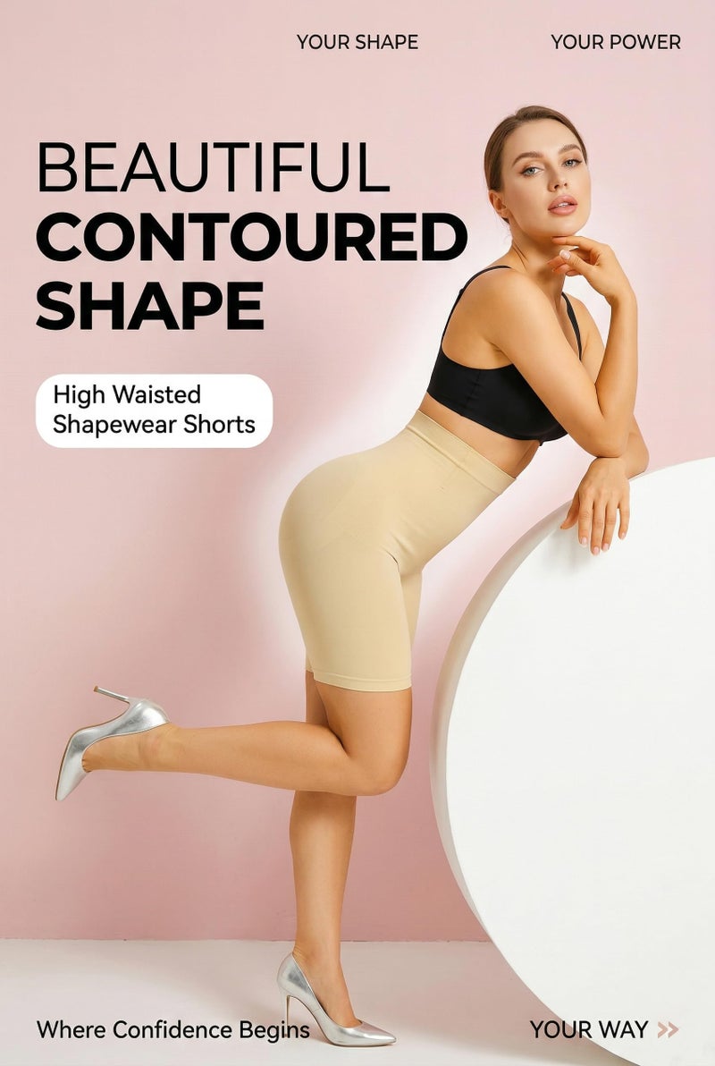 HSR Tummy Control Shapewear for Women Butt Lifting Shapewear High Waist Body Shaper Shorts Seamless Thigh Slimmer (Fits Waist : 30 to 39 Inch) Skin - Image 2