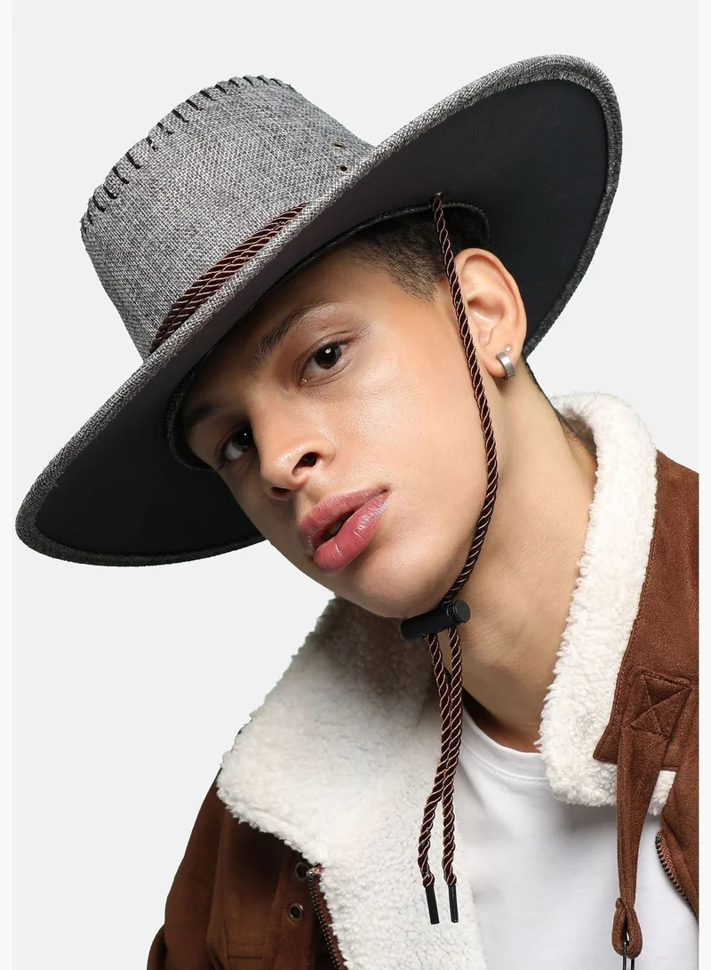 French Accent Casual Textured PU Leather Cowboy Hat For Men