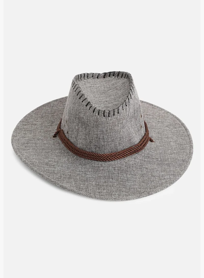 French Accent Casual Textured PU Leather Cowboy Hat For Men