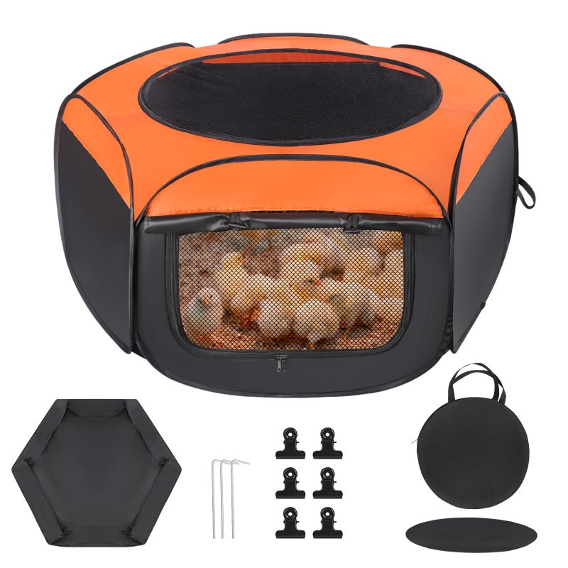 Phoncoo Chick Brooder Box, Upgrade Double Door Brooder Box for Chick Starter Kit, Pop-Up Baby Chicken Pen Supplies Brooding Up to 15 Baby Chicks, Duck and Quail - Image 1